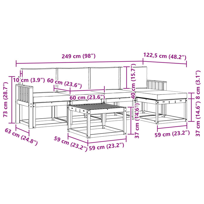 Set de canapele de exterior cu pernă 6 pcs Alb și Bej WALTI