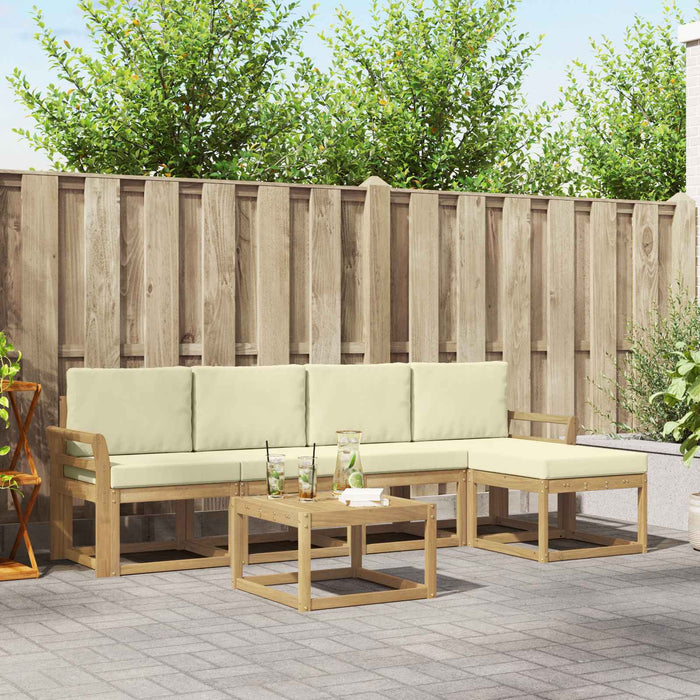 Set de canapele de exterior cu pernă 6 pcs Alb și crem WALTI