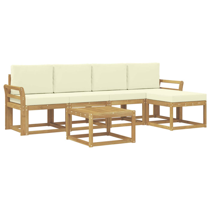 Set de canapele de exterior cu pernă 6 pcs Alb și crem WALTI