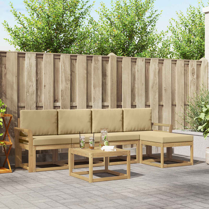 Set de canapele de exterior cu pernă 6 pcs Alb și Bej WALTI