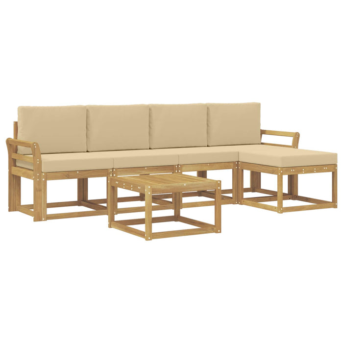 Set de canapele de exterior cu pernă 6 pcs Alb și Bej WALTI