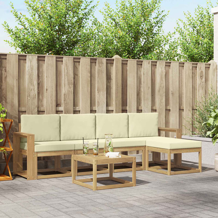Set de canapele de exterior cu pernă 6 pcs Alb și crem WALTI