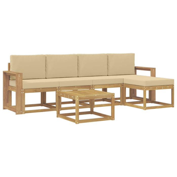 Set de canapele de exterior cu pernă 6 pcs Alb și Bej WALTI