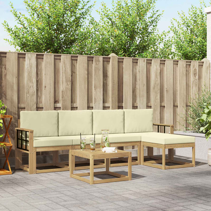 Set de canapele de exterior cu pernă 6 pcs Alb și crem WALTI