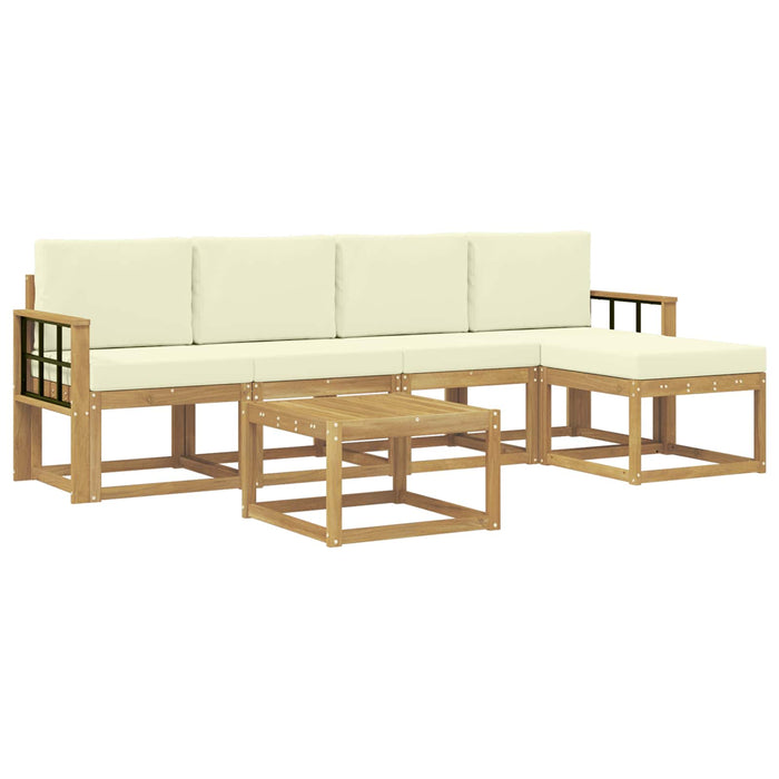 Set de canapele de exterior cu pernă 6 pcs Alb și crem WALTI