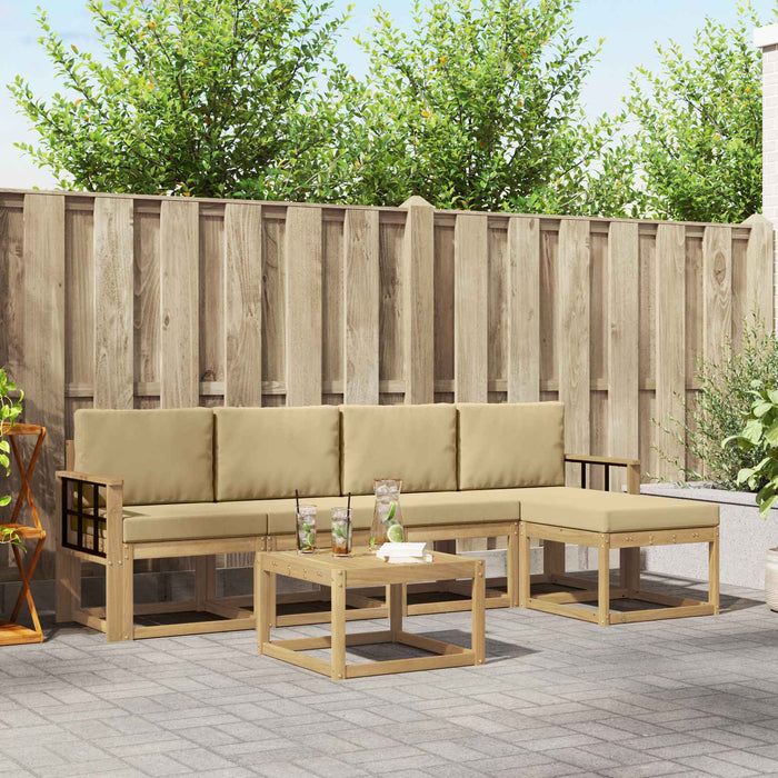 Set de canapele de exterior cu pernă 6 pcs Alb și Bej WALTI