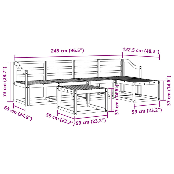 Set de canapele de exterior 6 pcs Alb 59 x 59 x 37 cm - WALTI WALTI