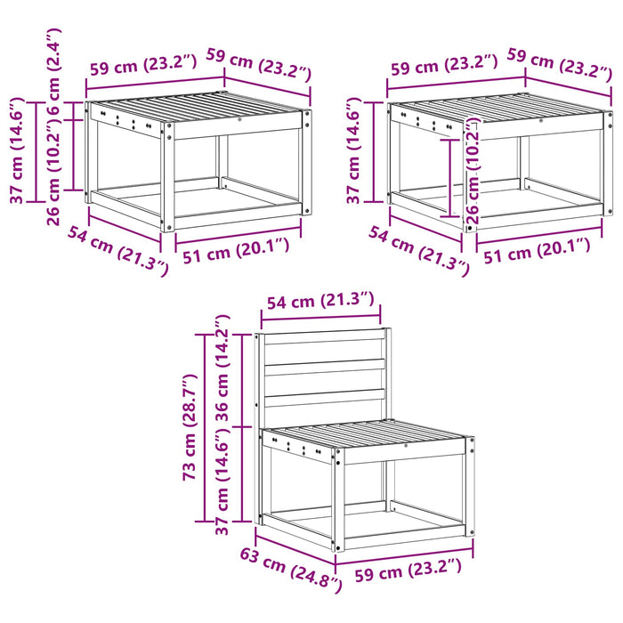Set de canapele de exterior 6 pcs Alb 59 x 59 x 37 cm - WALTI WALTI