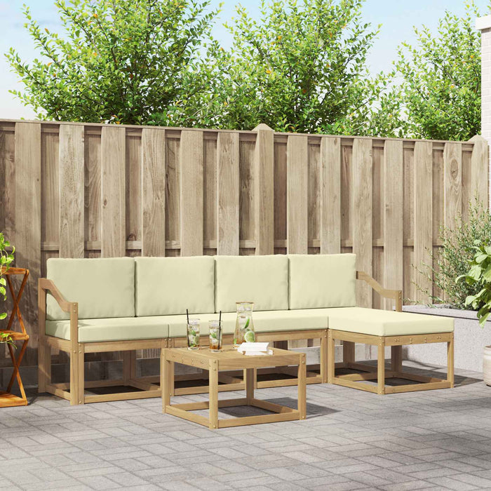 Set de canapele de exterior cu pernă 6 pcs Alb și crem WALTI