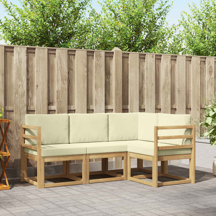 Set de canapele de exterior cu pernă 4 pcs Alb și crem WALTI