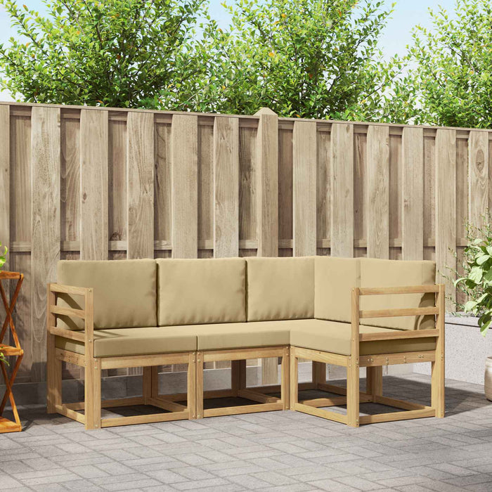 Set de canapele de exterior cu pernă 4 pcs Alb și Bej WALTI