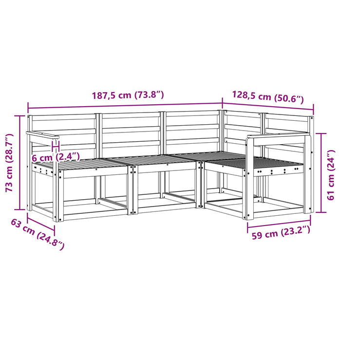 Set de canapele de exterior 4 pcs Alb 187,5 x 128,5 x 73 cm WALTI