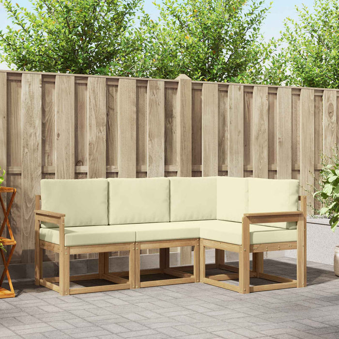 Set de canapele de exterior cu pernă 4 pcs Alb și crem WALTI