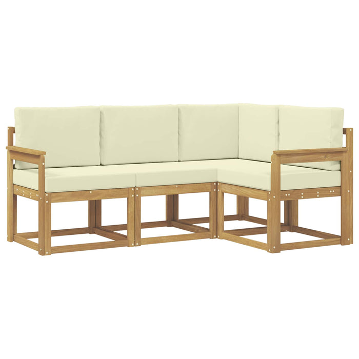 Set de canapele de exterior cu pernă 4 pcs Alb și crem WALTI