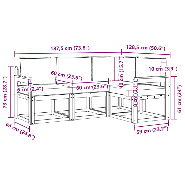 Set de canapele de exterior cu pernă 4 pcs Alb și antracit WALTI