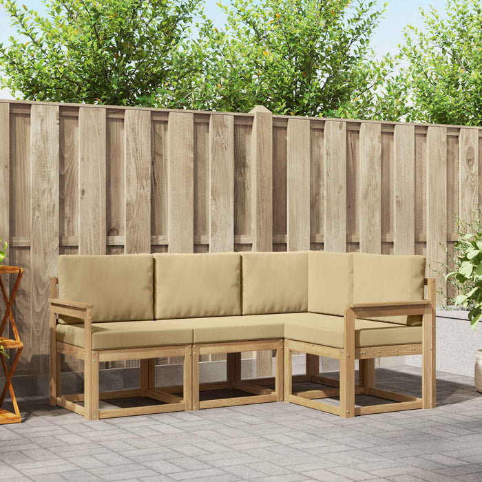 Set de canapele de exterior cu pernă 4 pcs Alb și Bej WALTI