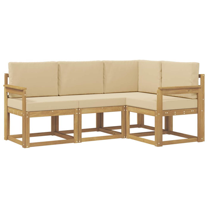 Set de canapele de exterior cu pernă 4 pcs Alb și Bej WALTI