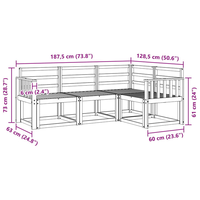 Set de canapele de exterior 4 pcs Alb 187,5 x 128,5 x 73 cm WALTI