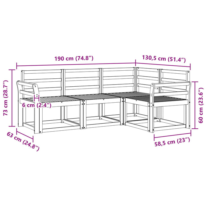 Set de canapele de exterior 4 pcs Alb 190 x 130,5 x 73 cm WALTI
