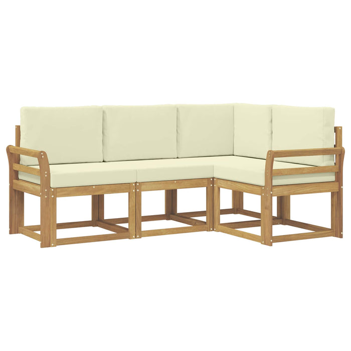 Set de canapele de exterior cu pernă 4 pcs Alb și crem WALTI