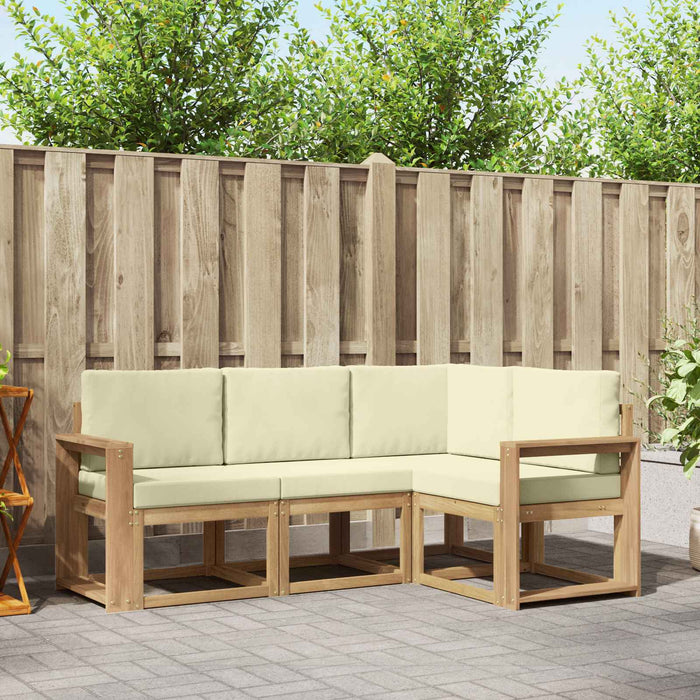 Set de canapele de exterior cu pernă 4 pcs Alb și crem WALTI