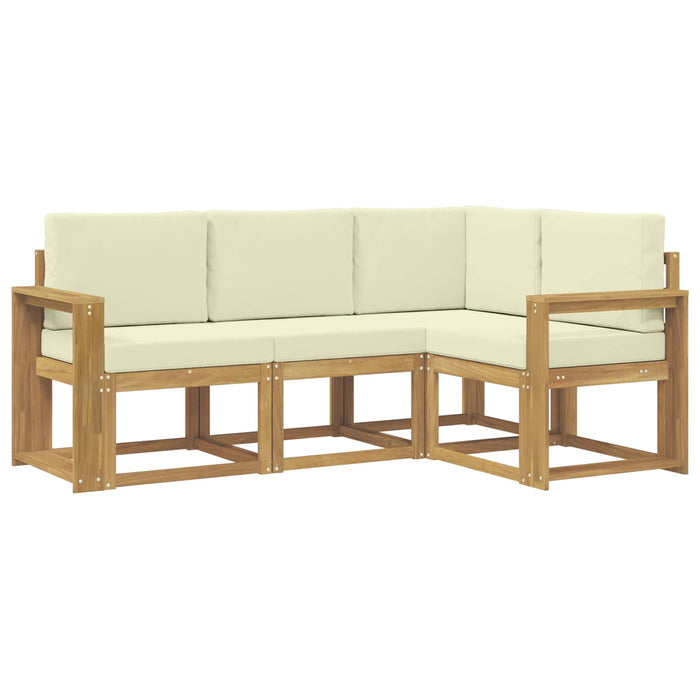 Set de canapele de exterior cu pernă 4 pcs Alb și crem WALTI