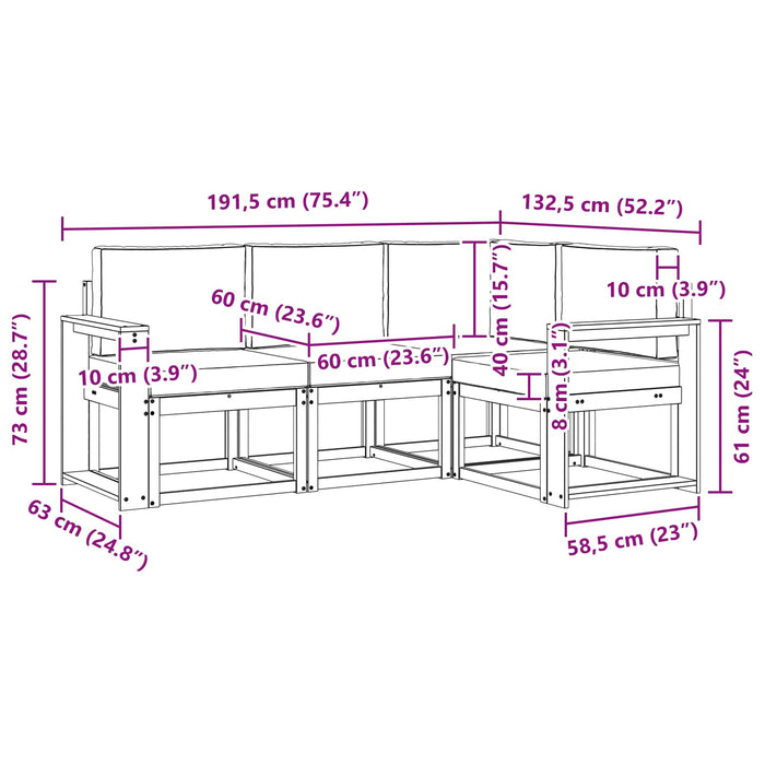 Set de canapele de exterior 4 pcs Alb și gri deschis WALTI
