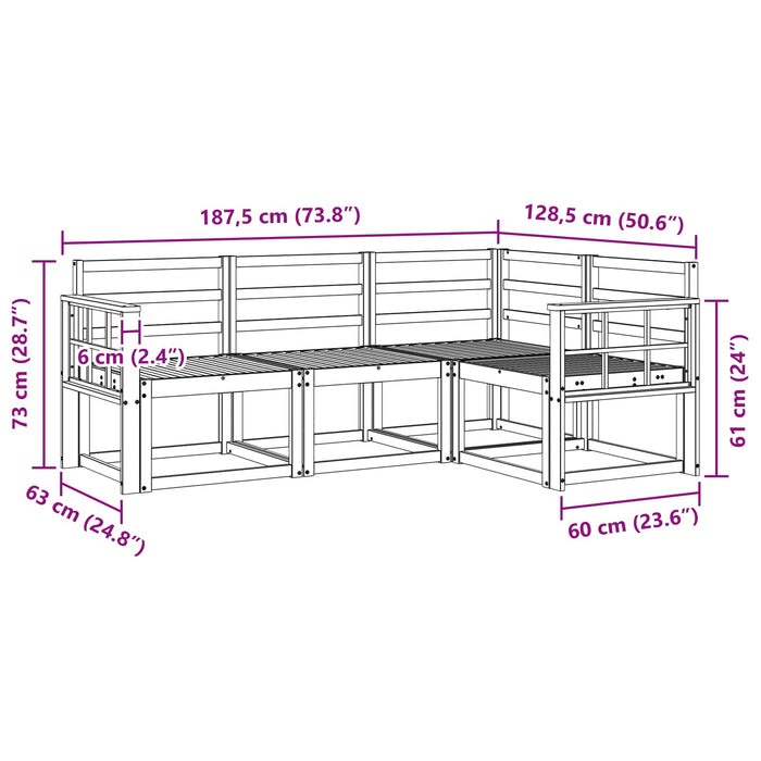 Set de canapele de exterior 4 pcs Alb 187,5 x 128,5 x 73 cm WALTI