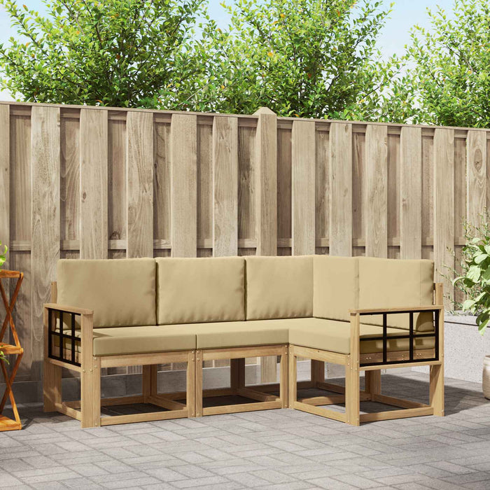 Set de canapele de exterior cu pernă 4 pcs Alb și Bej WALTI