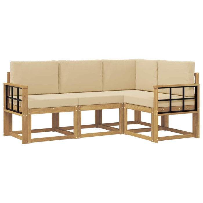 Set de canapele de exterior cu pernă 4 pcs Alb și Bej WALTI