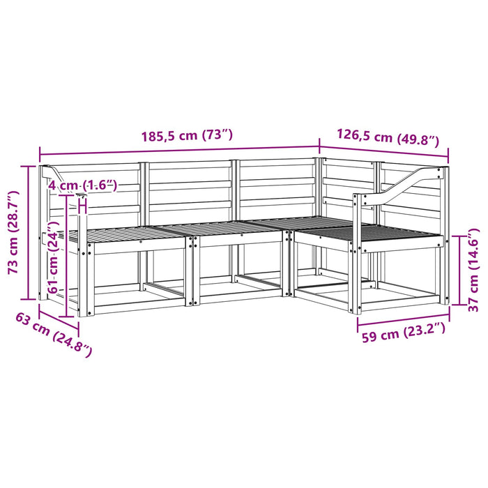 Set de canapele de exterior 4 pcs Alb 185,5 x 126,5 x 73 cm WALTI