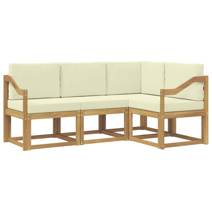 Set de canapele de exterior cu pernă 4 pcs Alb și crem WALTI