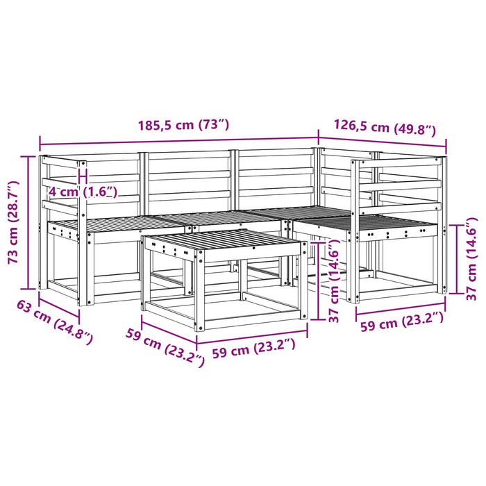 Set de canapele de exterior 5 pcs Alb 59 x 59 x 37 cm WALTI