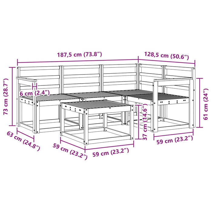 Set de canapele de exterior 5 pcs Alb 59 x 59 x 37 cm WALTI