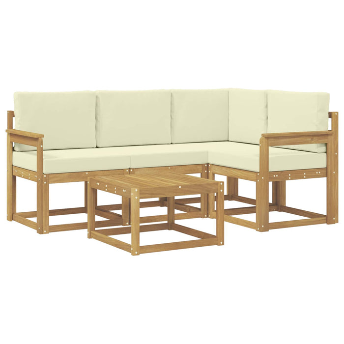 Set de canapele de exterior cu pernă 5 pcs Alb și crem WALTI