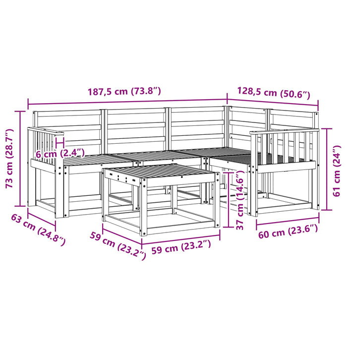 Set de canapele de exterior 5 pcs Alb 59 x 59 x 37 cm WALTI