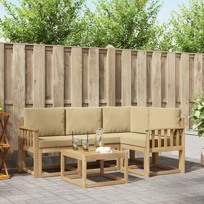 Set de canapele de exterior cu pernă 5 pcs Alb și Bej WALTI