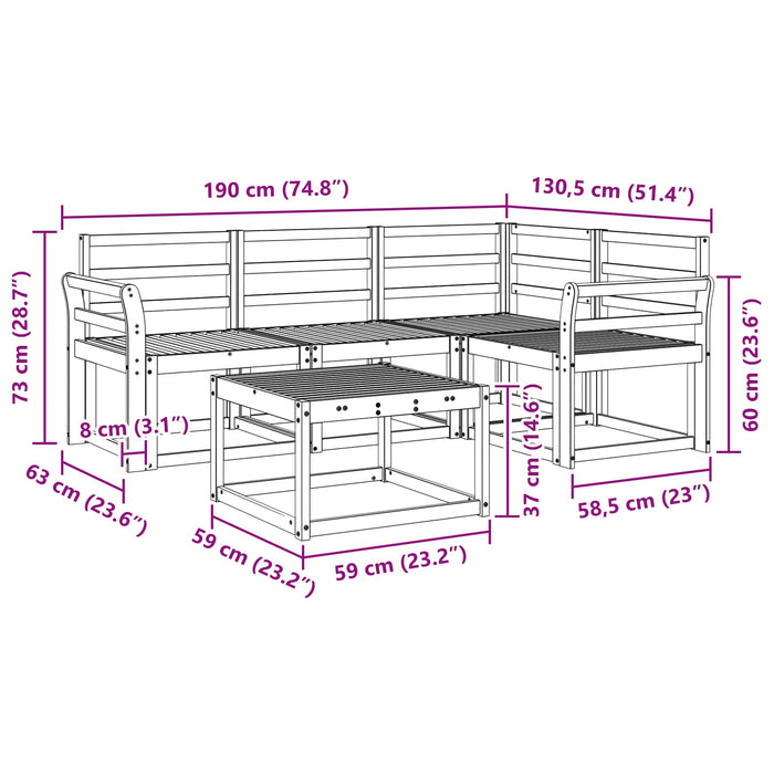 Set de canapele de exterior 5 pcs Alb 59 x 59 x 37 cm WALTI