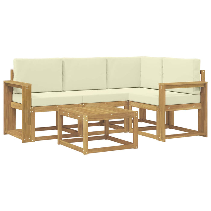 Set de canapele de exterior cu pernă 5 pcs Alb și crem WALTI