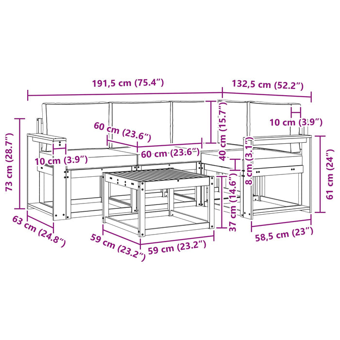 Set de canapele de exterior cu pernă 5 pcs Alb și antracit WALTI