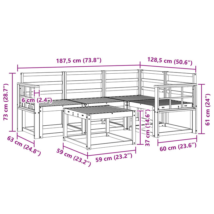 Set de canapele de exterior 5 pcs Alb 59 x 59 x 37 cm WALTI