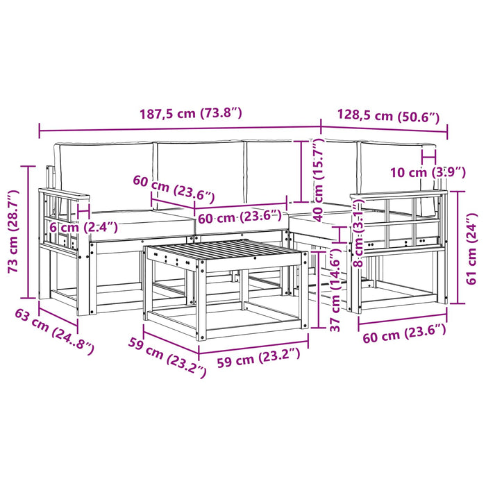 Set de canapele de exterior 5 pcs Alb și gri deschis WALTI