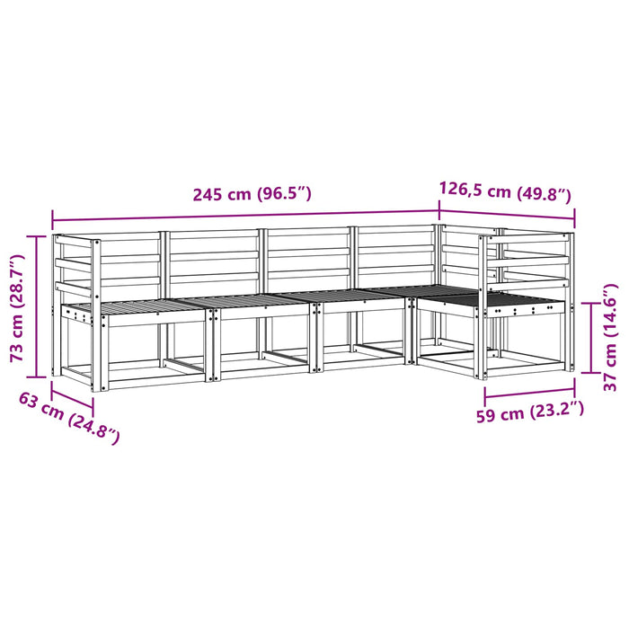 Set de canapele de exterior 5 pcs Alb Lemn Solid de Acacia - WALTI WALTI