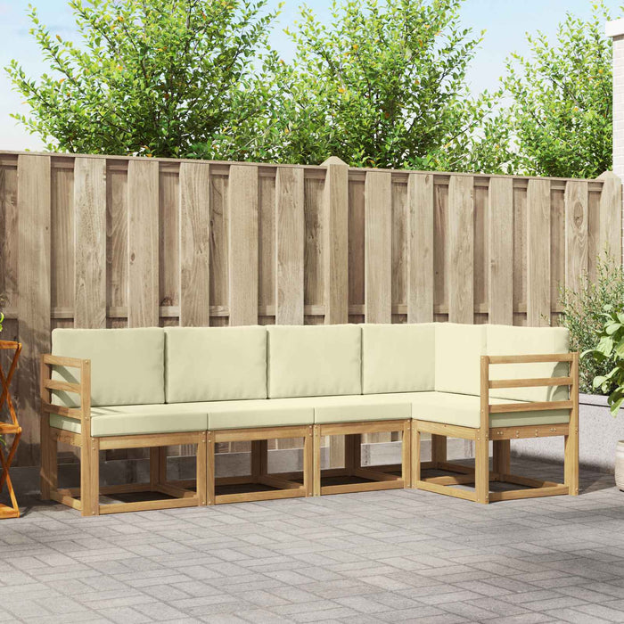 Set de canapele de exterior cu pernă 5 pcs Alb și crem WALTI