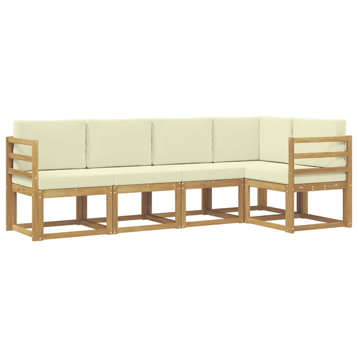 Set de canapele de exterior cu pernă 5 pcs Alb și crem WALTI