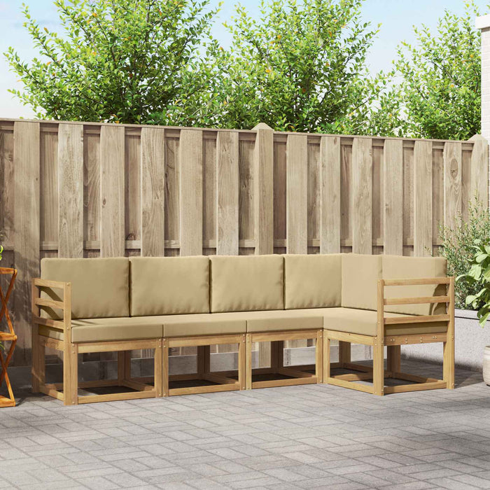 Set de canapele de exterior cu pernă 5 pcs Alb și Bej WALTI