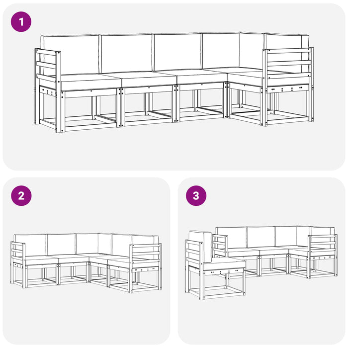 Set de canapele de exterior cu pernă 5 pcs Alb și Bej WALTI