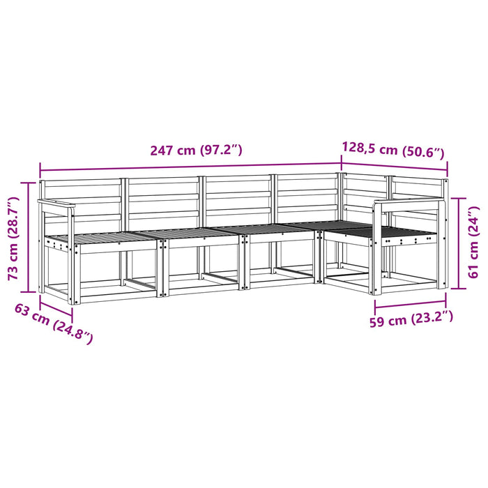 Set de canapele de exterior 5 pcs Alb Lemn Solid de Acacia - WALTI WALTI