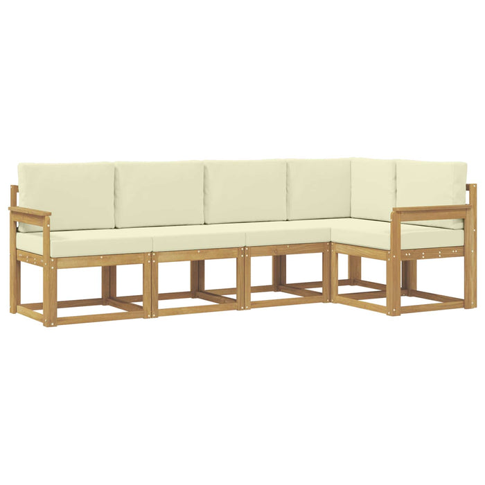Set de canapele de exterior cu pernă 5 pcs Alb și crem WALTI