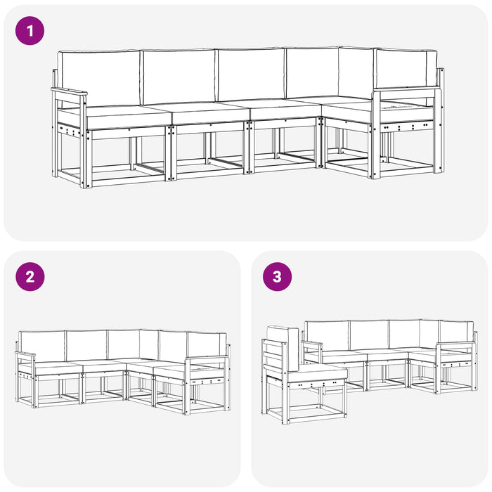 Set de canapele de exterior cu pernă 5 pcs Alb și antracit WALTI